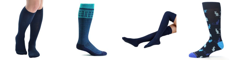 womens navy blue knee high socks